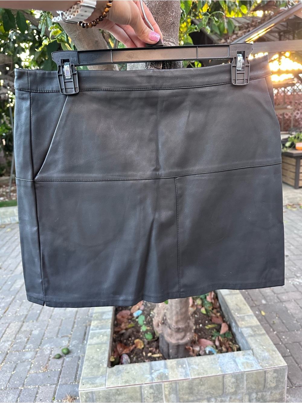 Stella Luce Black Faux Leather Panel Mini Skirt